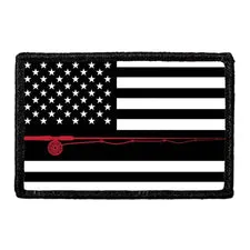 Pull Patch US Flag Fly Fishing sort hvid patch velcro