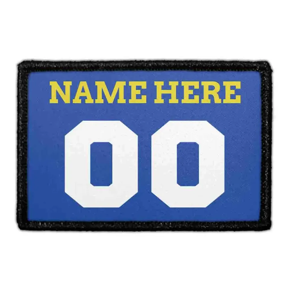 Pull Patch Jersey Blue/Yellow/White patch med egen tekst