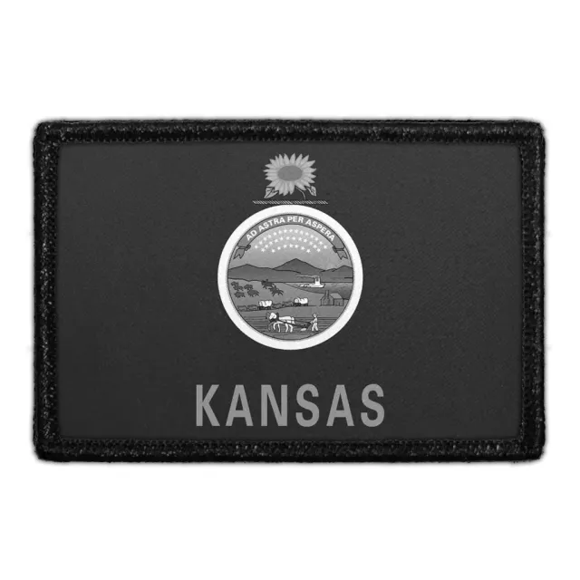 Pull Patch Kansas State Flag patch sort hvid velcro