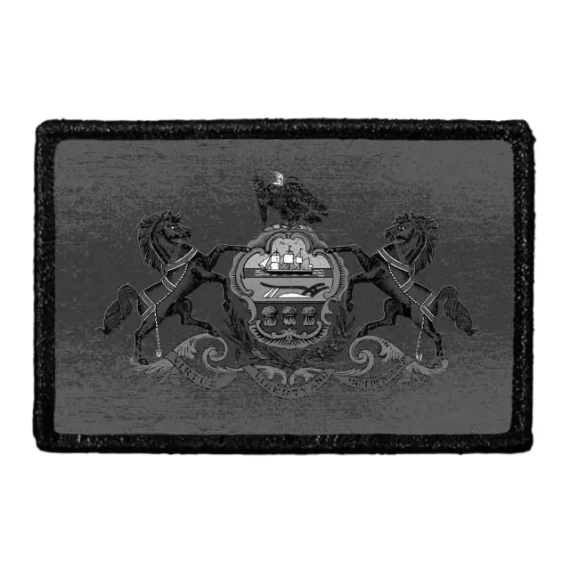 Pull Patch Pennsylvania State Flag patch sort-hvid slidt