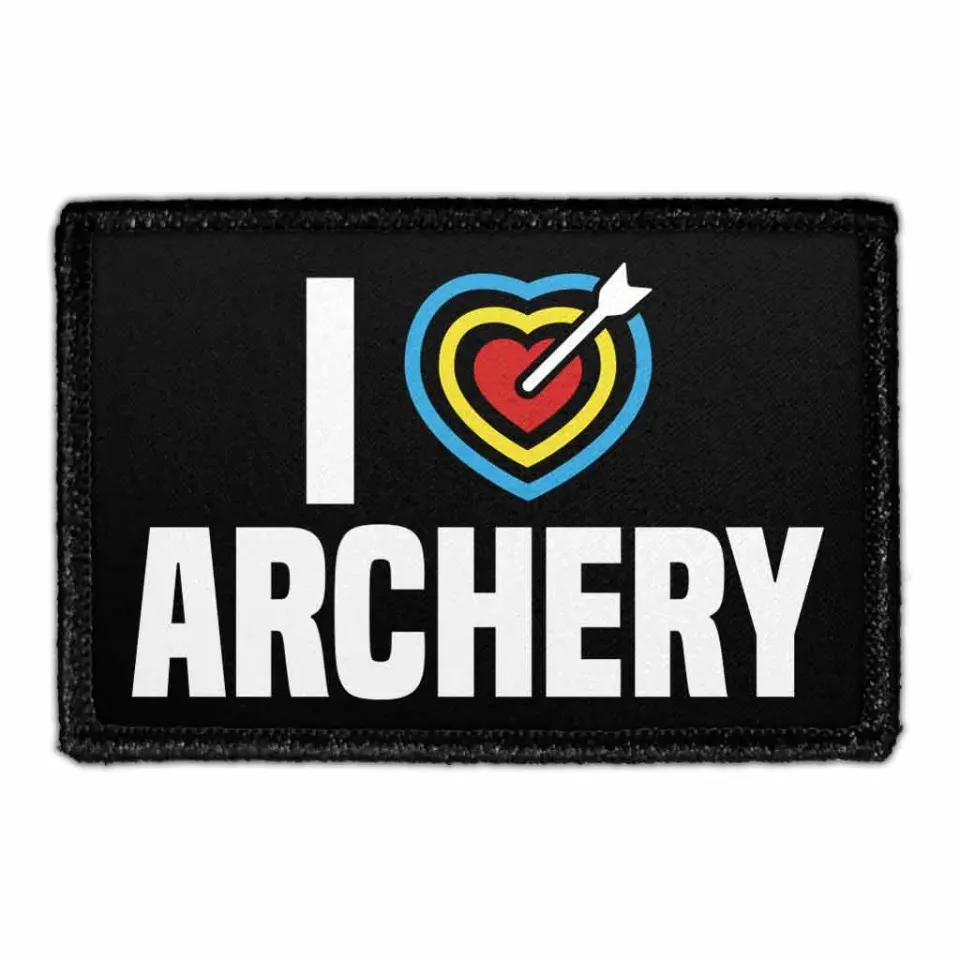 Pull Patch I Love Archery velcromærke bueskydning
