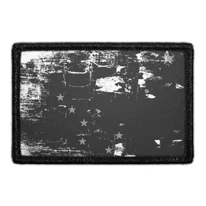 Pull Patch Alaska State Flag velcro patch sort hvid distressed