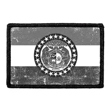 Pull Patch Missouri State Flag Black White Distressed patch