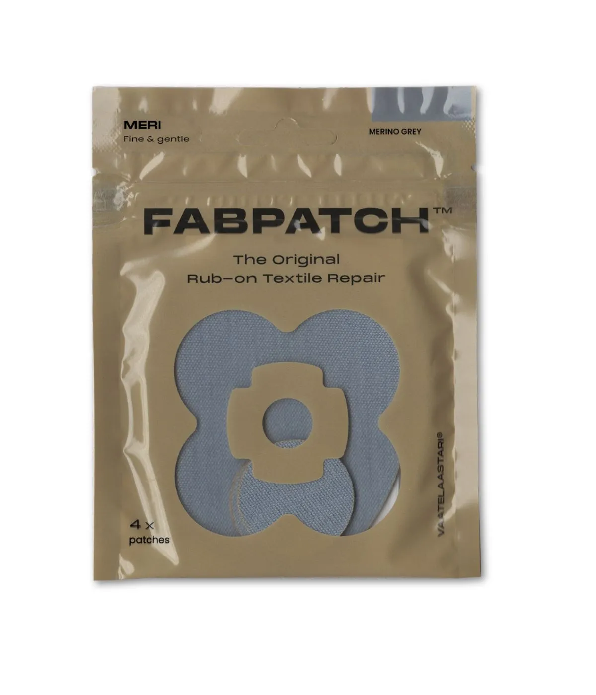 FabPatch Merino Grey strygelapper grå 4 stk uld