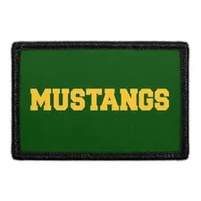 Pull Patch Mustangs Yellow Text patch 3x2 velcro gul