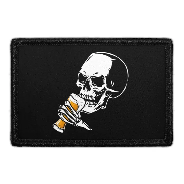Pull Patch Skull Drinking Beer patch velcro