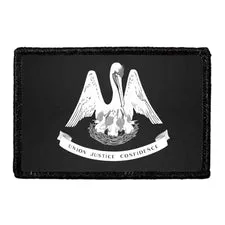 Pull Patch Louisiana flag patch sort-hvid velcro