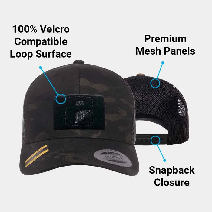 Pull Patch Multicam Trucker kasket black camo/sort