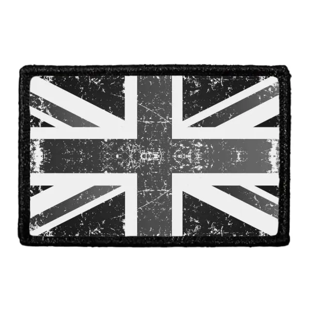 Pull Patch United Kingdom Flag patch med velcro sort-hvid 1 stk