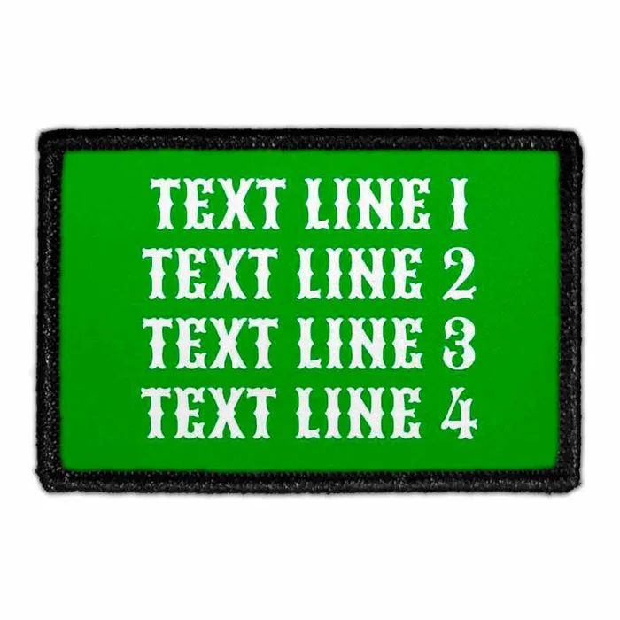 Pull Patch Custom 4 linjer patch sort med tekst