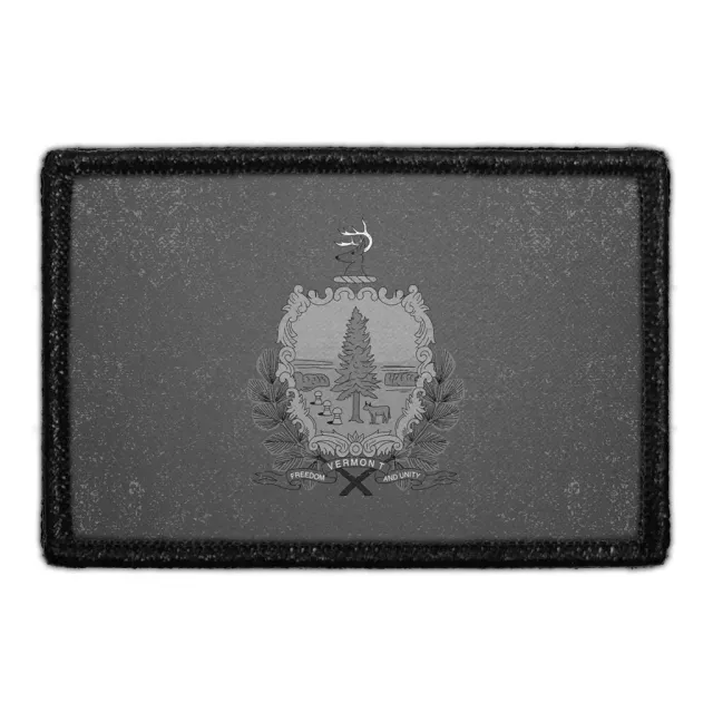 Pull Patch Vermont State Flag patch sort hvid velcro