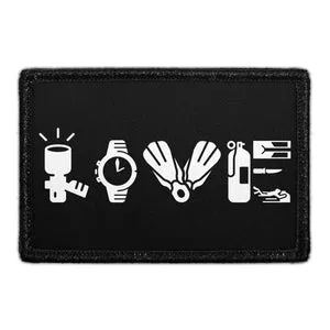 Pull Patch Scuba Diving Love patch velcro tekst