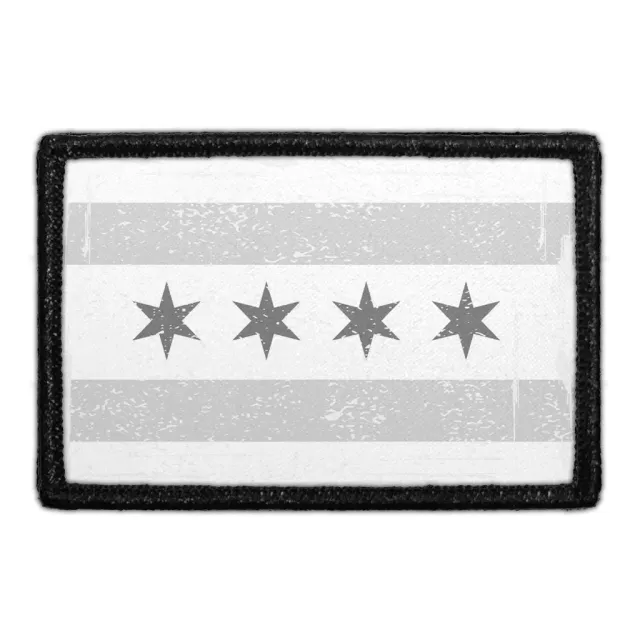 Pull Patch Chicago City Flag patch black white