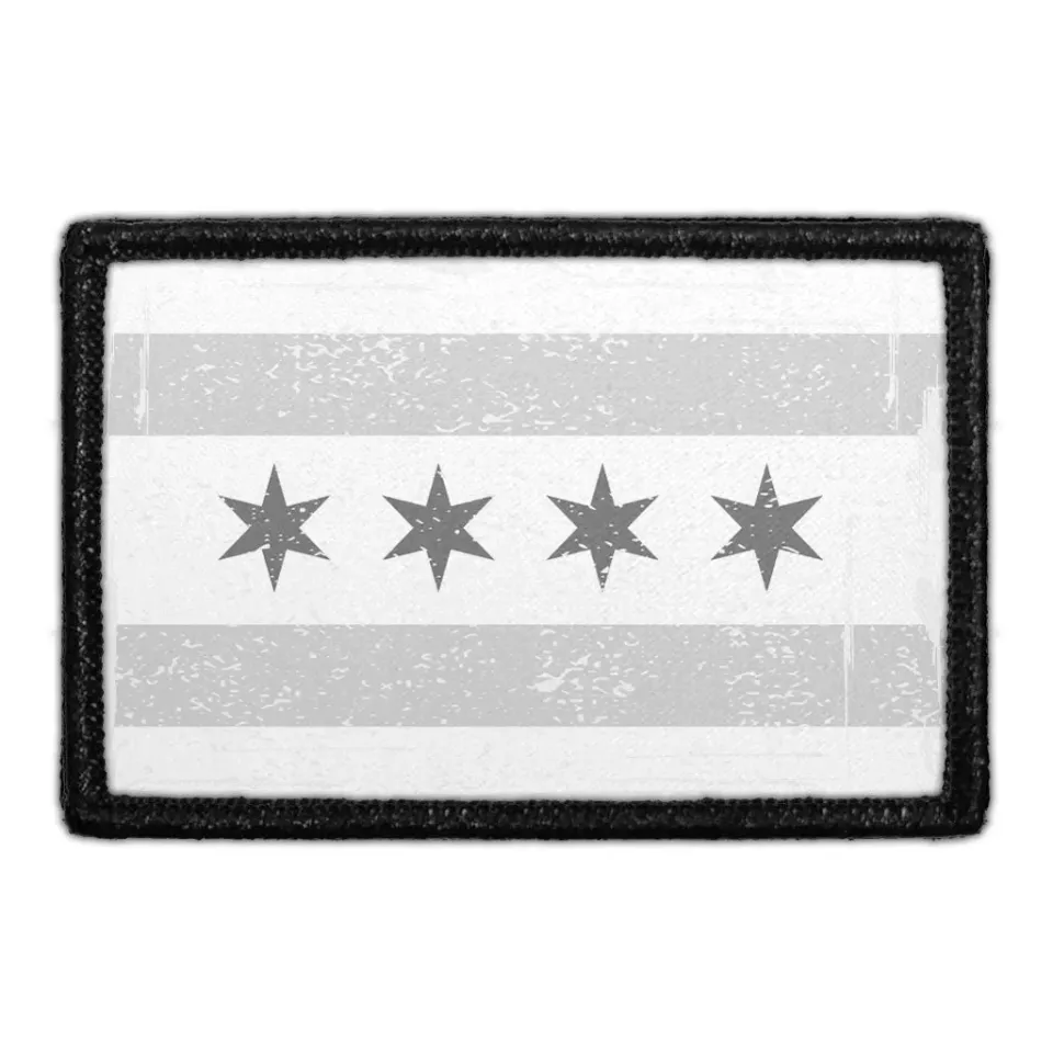 Pull Patch Chicago City Flag patch black white