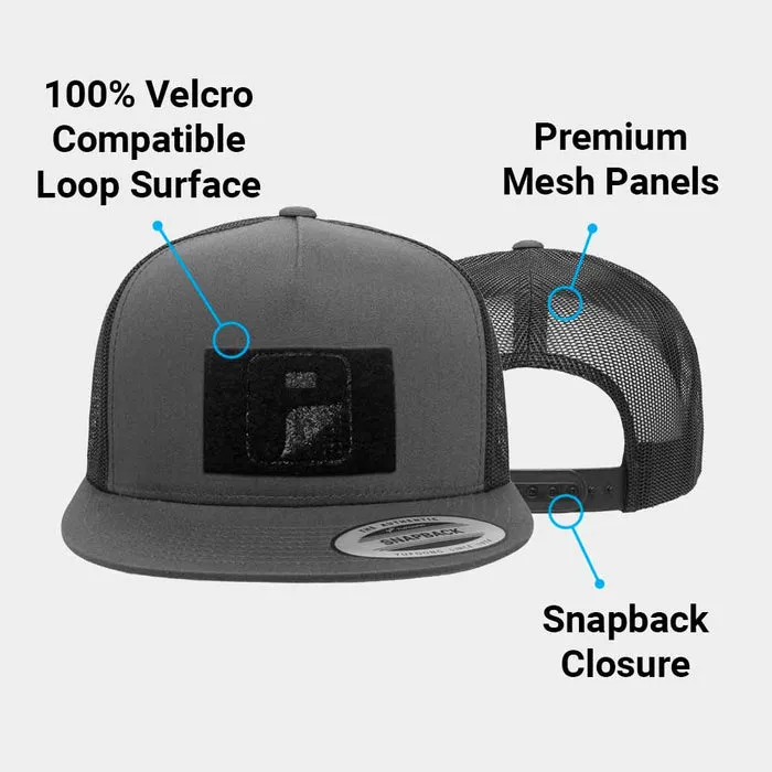Pull Patch Trucker Flat Bill snapback kasket charcoal sort