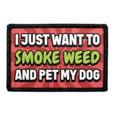 Pull Patch Smoke Weed Pet Dog patch sjov tekst