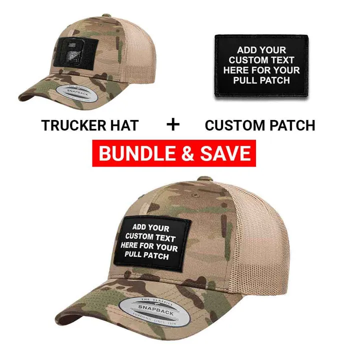 Pull Patch 4 Lines Custom kasket multicam trucker sæt