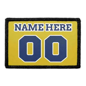 Pull Patch Jersey patch hvid-gul-blå 9 tegn tekst