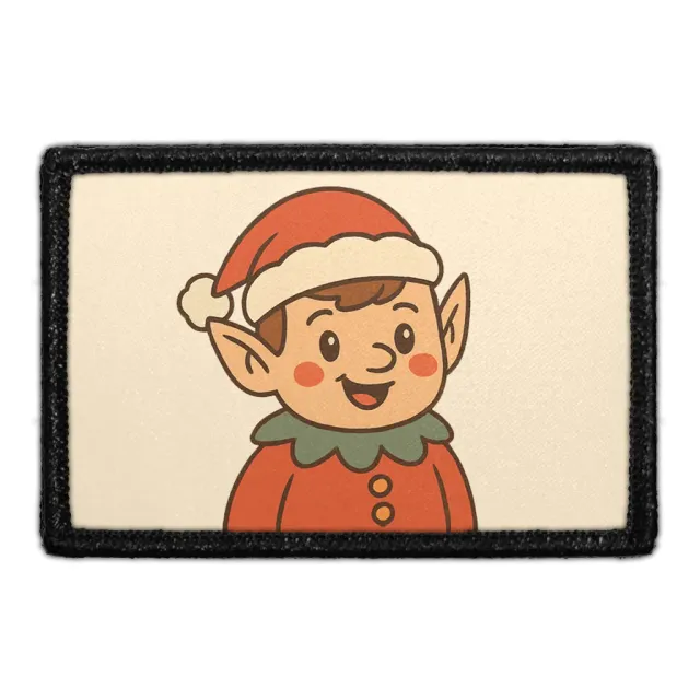 Pull Patch Elf With Santa Hat patch 3x2 jul