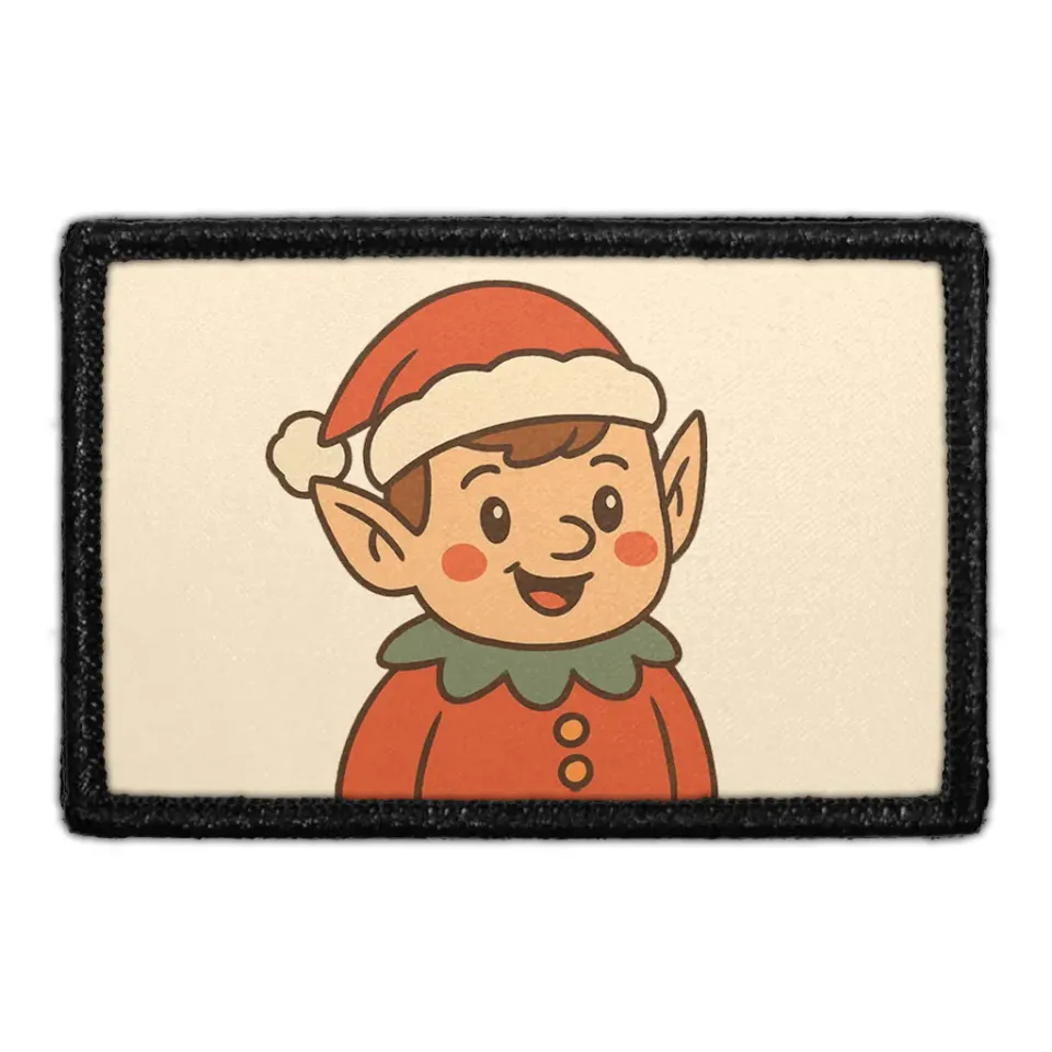 Pull Patch Elf With Santa Hat patch 3x2 jul