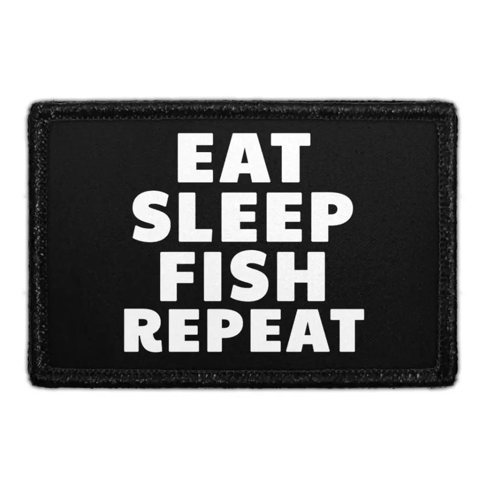 Pull Patch Eat Sleep Fish Repeat patch 76x51 mm velcro