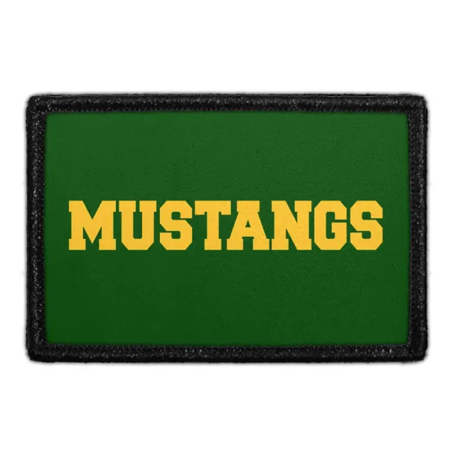 Pull Patch Mustangs Yellow Text patch 3x2 velcro gul
