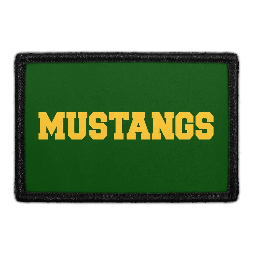 Pull Patch Mustangs Yellow Text patch 3x2 velcro gul
