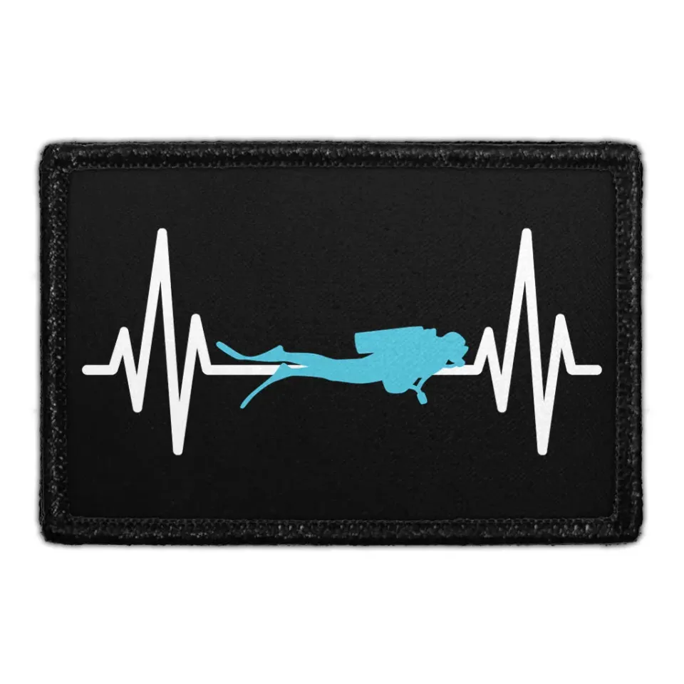 Pull Patch Scuba Diver Heartbeat patch velcro 7,6x5 cm