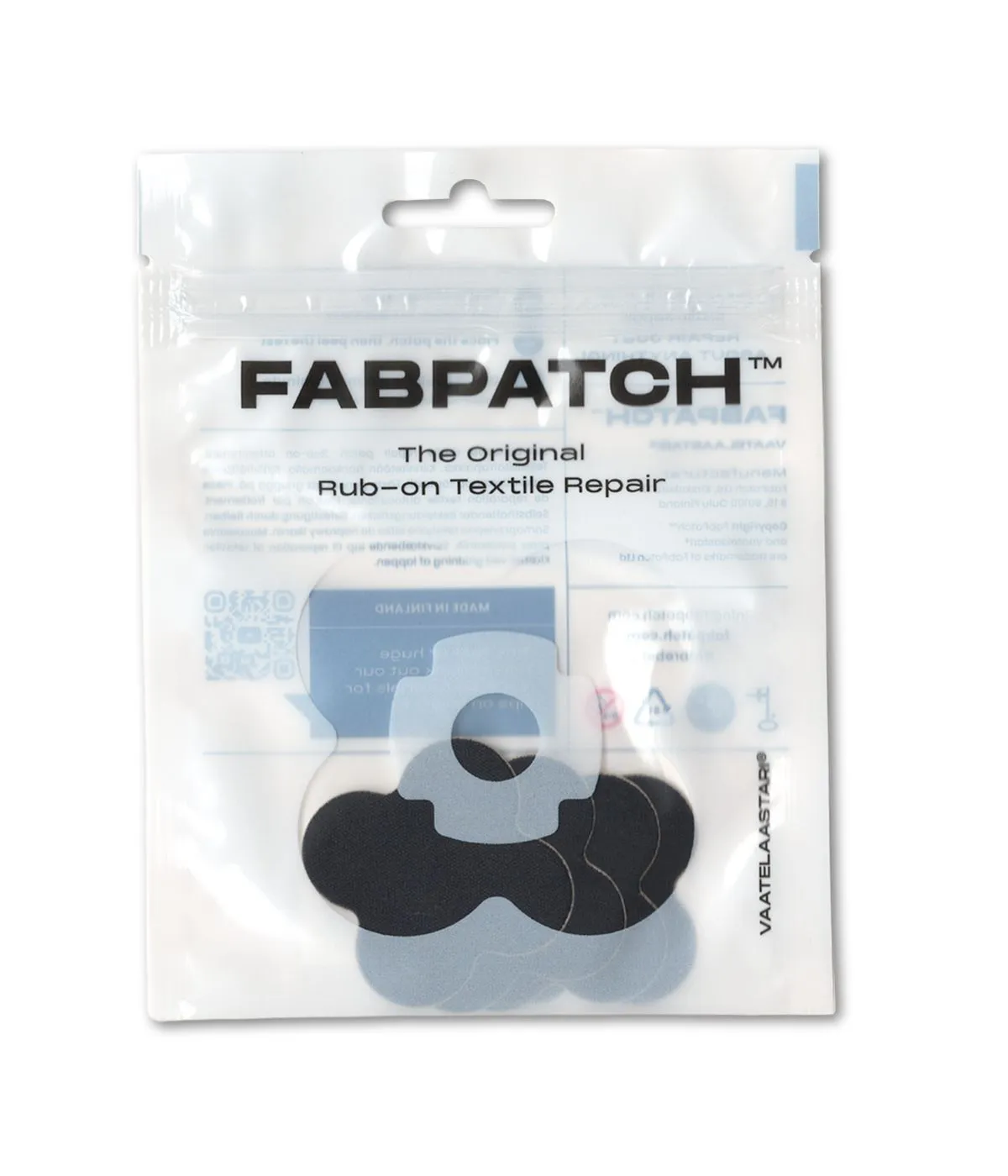 FabPatch Stretch Black mini flowers tekstillapper 4-pak