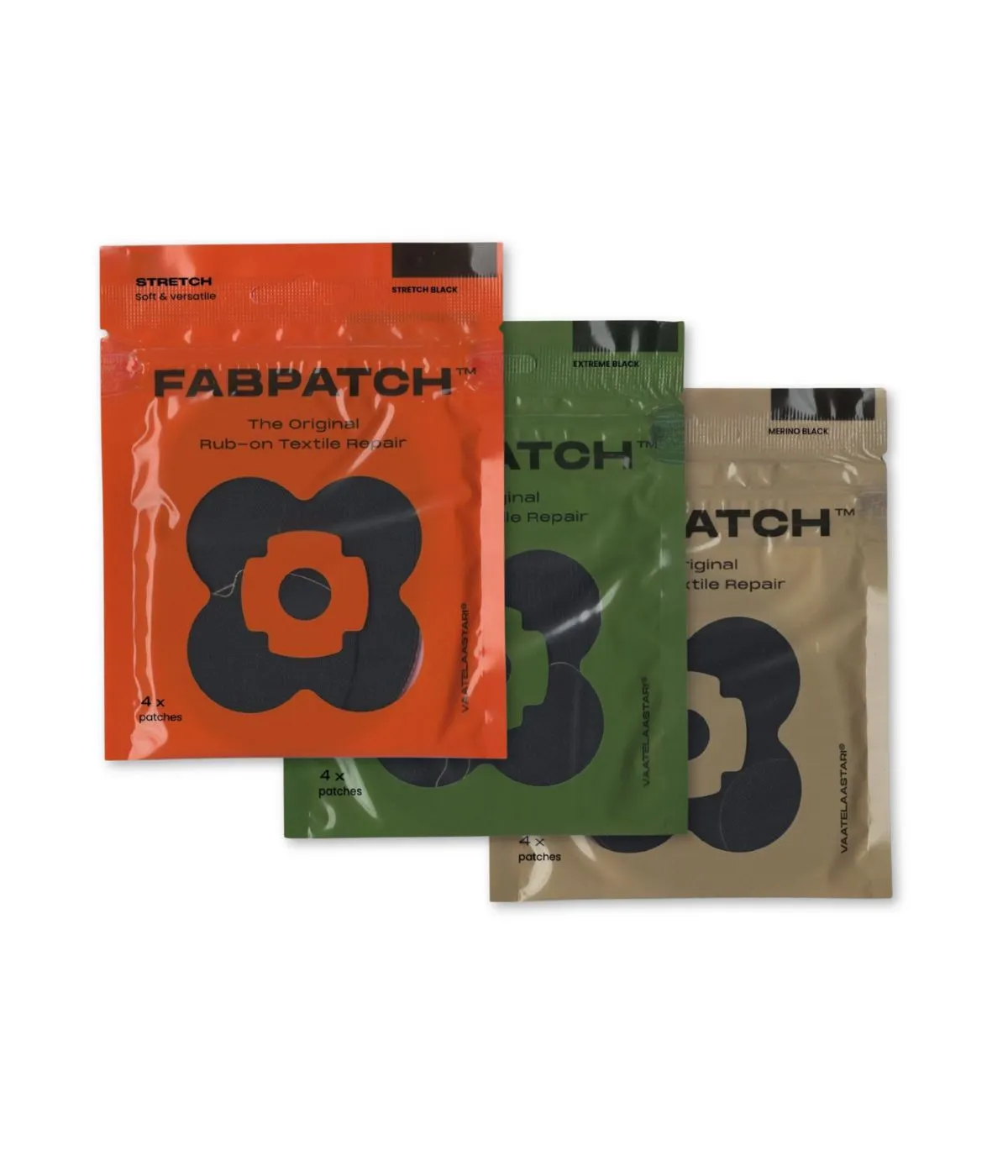 FabPatch All Black Trio strygemærker 3-pak