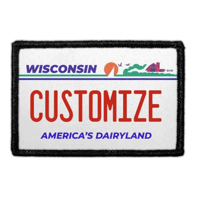 Pull Patch Wisconsin License Plate patch tilpasbar 1 stk