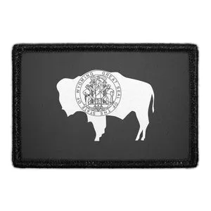 Pull Patch Wyoming State Flag patch sort-hvid 76mm