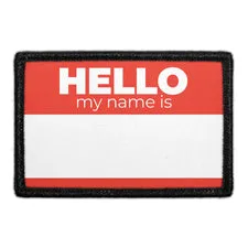 Pull Patch Hello My Name Is rød patch med velcro