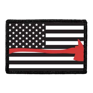 Pull Patch Fireman Axe sort hvid flag patch 3x2