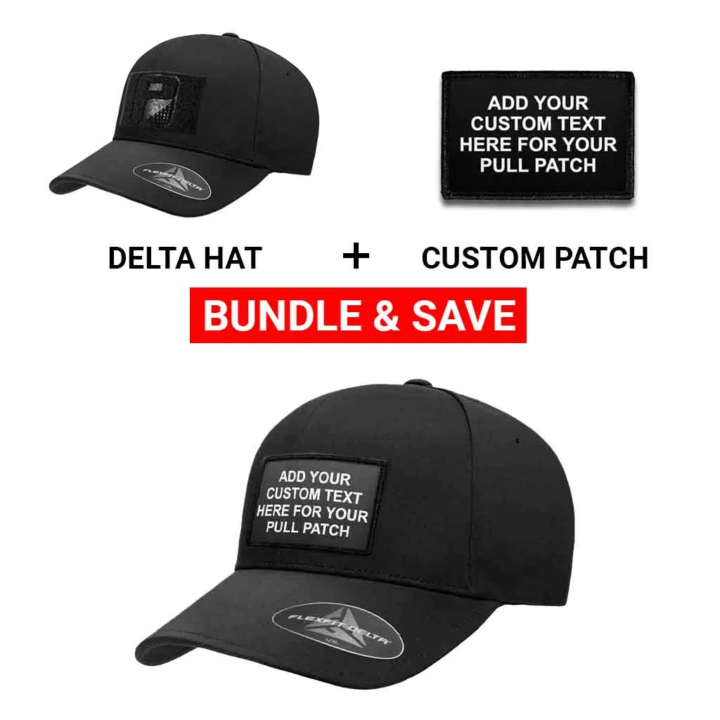 Pull Patch Delta kasket + tekst-patch bundle sort L/XL