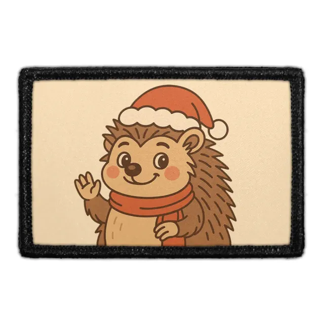 Pull Patch Hedgehog With Santa Hat julepatch med velcro