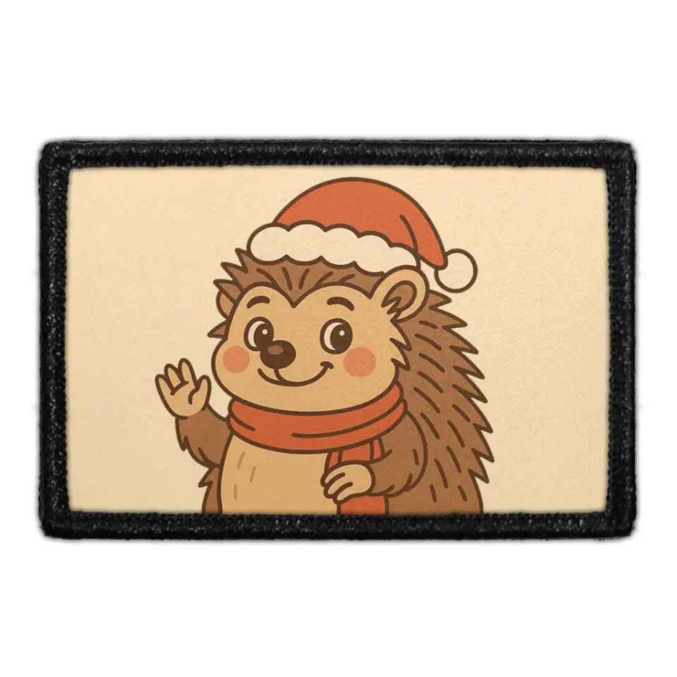 Pull Patch Hedgehog With Santa Hat julepatch med velcro