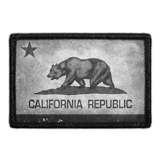 Pull Patch California State Flag patch sort-hvid vintage
