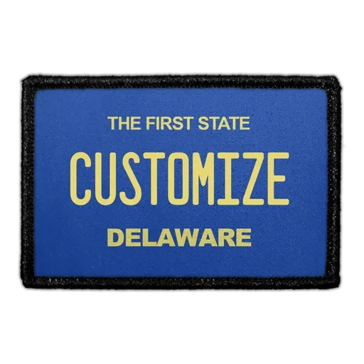 Pull Patch Delaware License Plate patch 7,6x5 cm aftagelig velcro