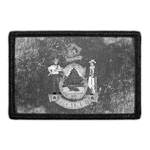 Pull Patch Maine State Flag patch sort-hvid distressed velcro