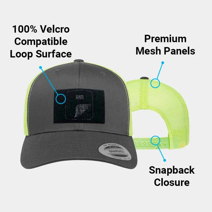 Pull Patch Trucker Curved Bill Snapback kasket koks neongrøn