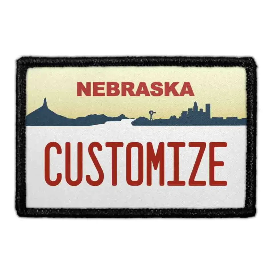 Pull Patch Nebraska License Plate patch personlig