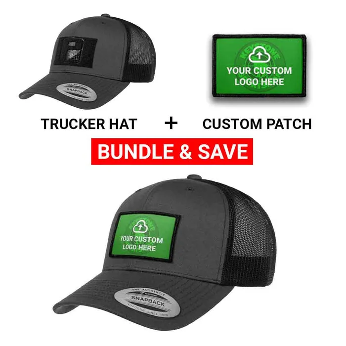 Pull Patch Custom Logo truckerkasket sæt koksgrå patch 76x51