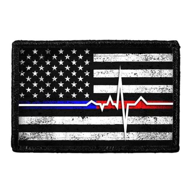 Pull Patch American Flag Lifeline Black and White Distressed patch velcro