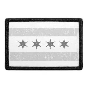 Pull Patch Chicago City Flag patch black white