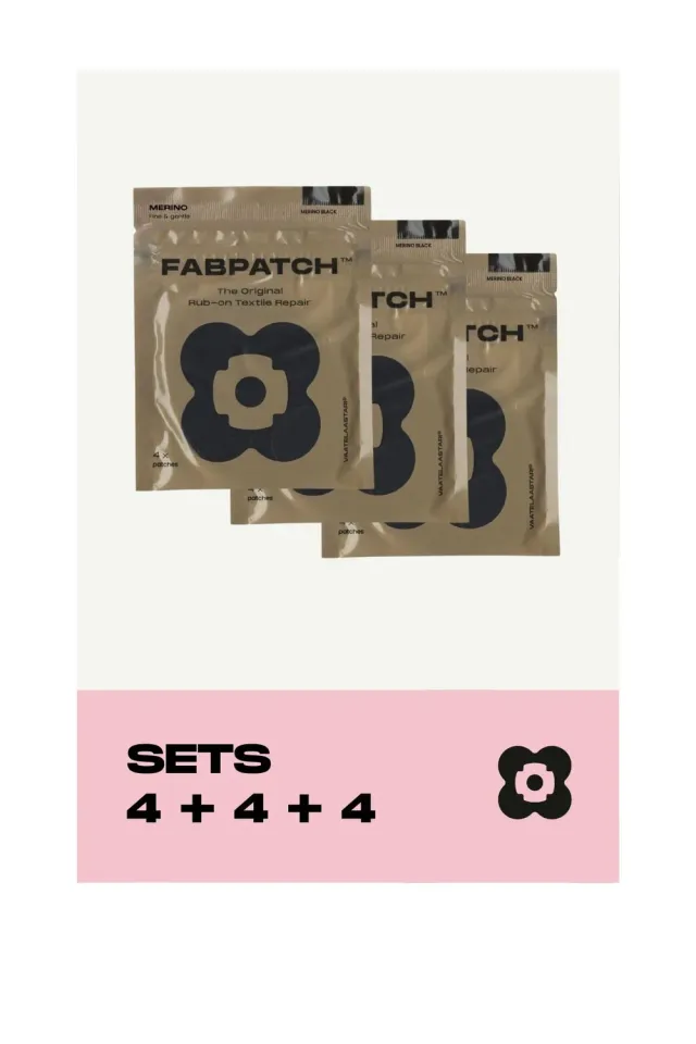 FabPatch Merino lapper sæt 8-pak sort uld