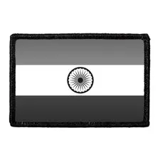 Pull Patch India Flag patch sort/hvid velcro 1 stk