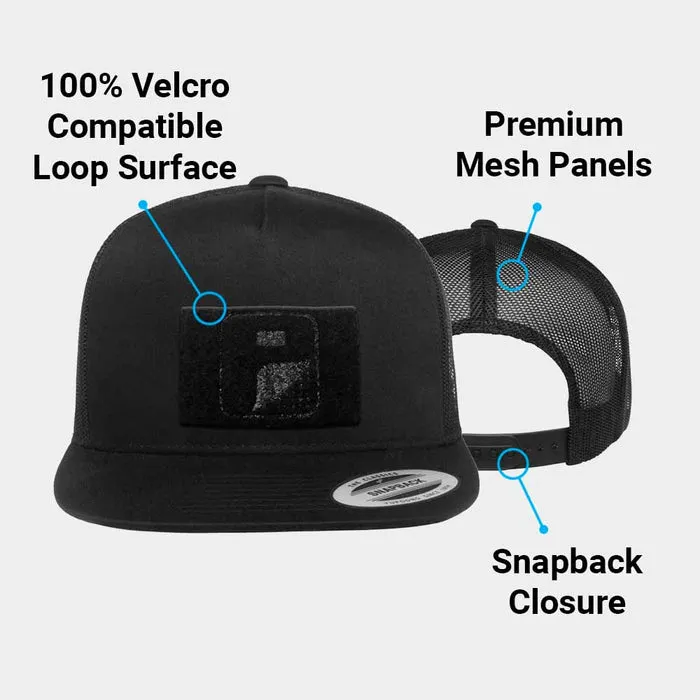 Pull Patch Trucker Flat Bill snapback kasket sort mesh
