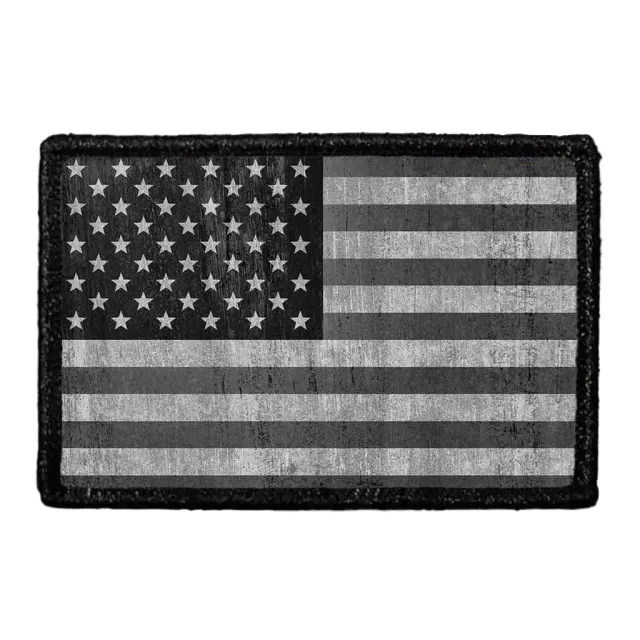 Pull Patch American Flag Black and White Distressed velcromærke