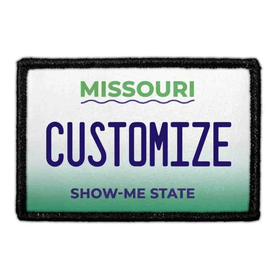 Pull Patch Missouri License Plate patch med egen tekst